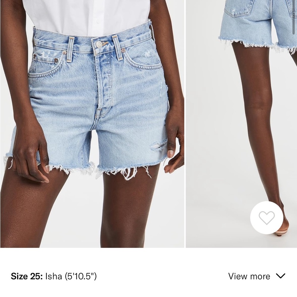 Agolde Light Blue Distressed High-Rise Denim Shorts